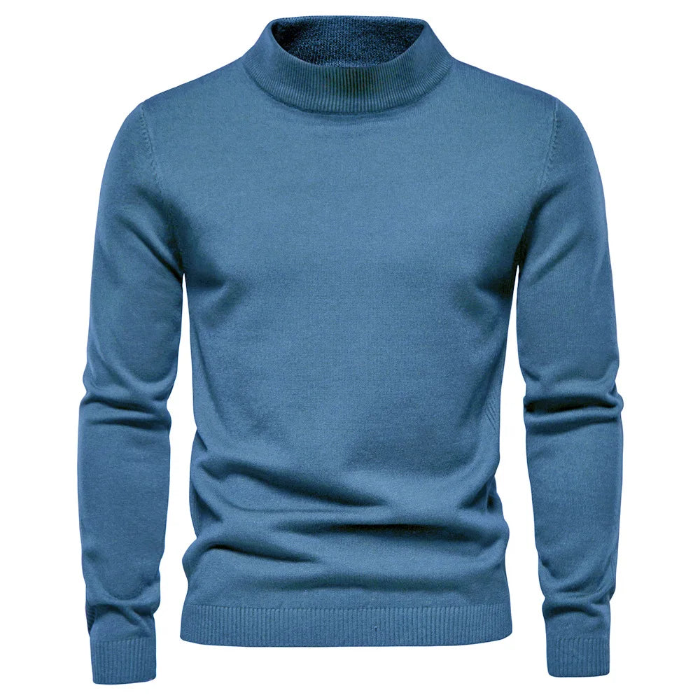 Pull Homme en Laine Mélangée Col Roulé Chaud et Élégant