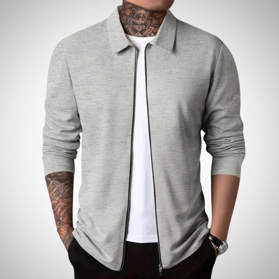 Veste homme zippée longue manche noir - PanierRoyale