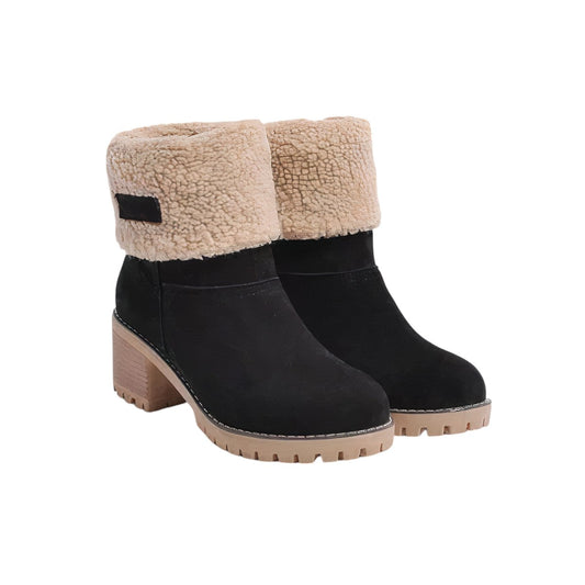 Bottes D'hiver Tendance Pour Femmes Avec Doublure En Fourrure | Talon Bloc