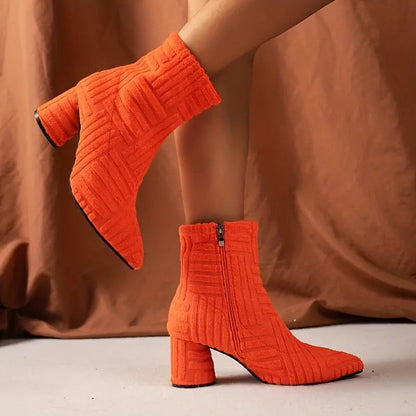 Bottes Femmes Talon Haut Couleur Unie Élégantes