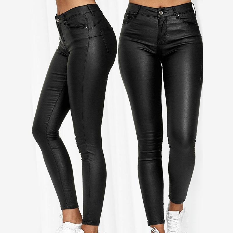 Pantalon Femme Cuir Noir Élégant et Tendance