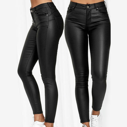 Pantalon Femme Cuir Noir Élégant et Tendance