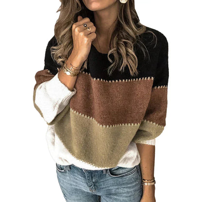 Pull Femme Rayé Coloré Manches Longues