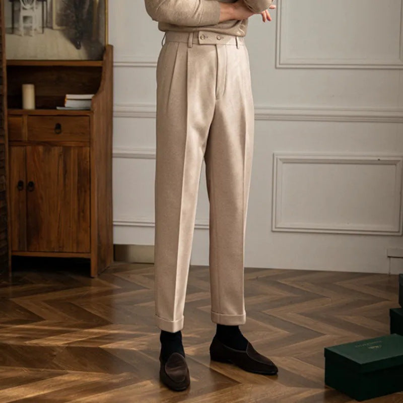 Pantalon Homme Haut de Gamme Taille Haute Droit