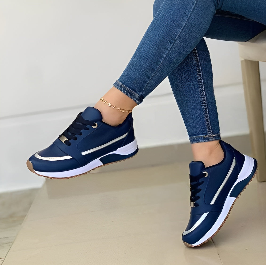Baskets Femmes Confort Élégant avec Talon Compensé