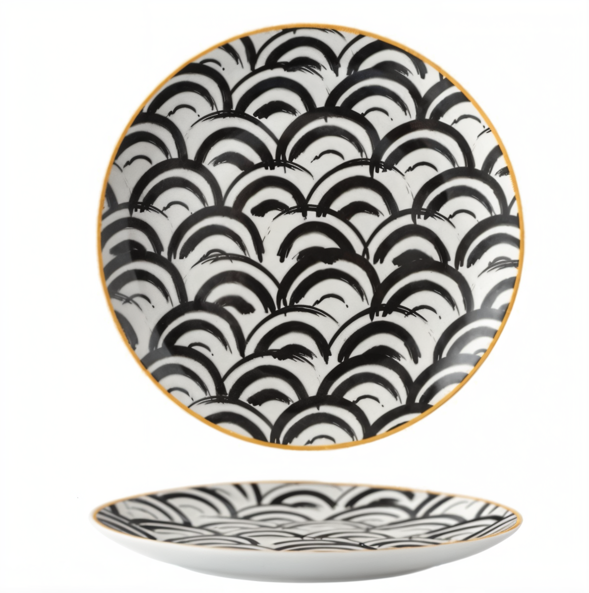 Assiettes Céramique Décor Géométrique Chic