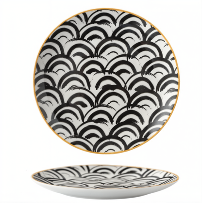 Assiettes Céramique Décor Géométrique Chic