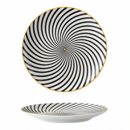 Assiettes Céramique Décor Géométrique Chic