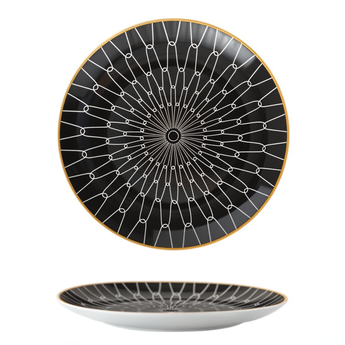 Assiettes Céramique Décor Géométrique Chic