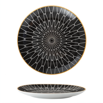 Assiettes Céramique Décor Géométrique Chic