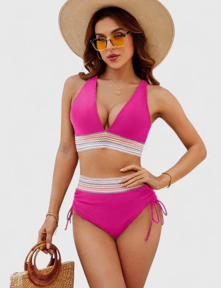 Bikini Deux Pièces Femme Crochet Liens Latéraux Col V Halter