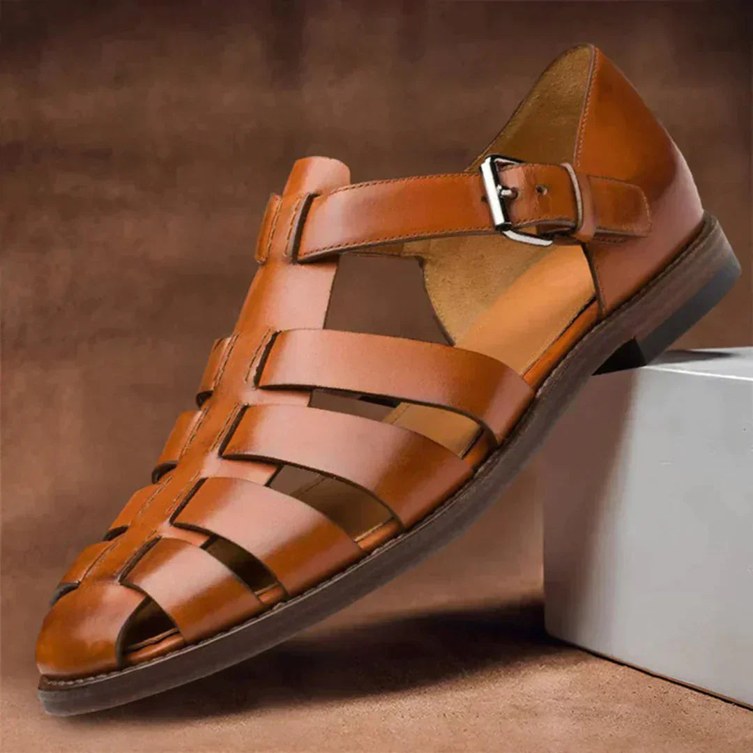 Sandale Homme Cuir Brun Classique avec Boucle