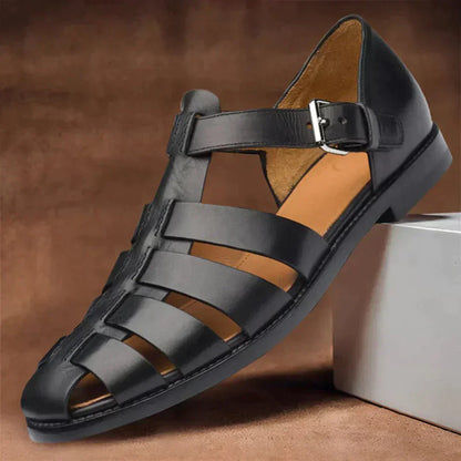 Sandale Homme Cuir Brun Classique avec Boucle - PanierRoyale