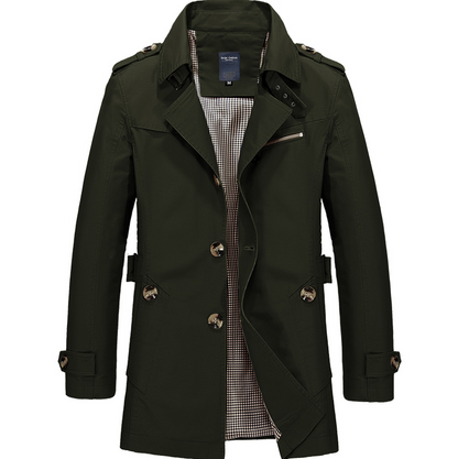 Manteau Homme Long Élégant Trench Classique en Coton