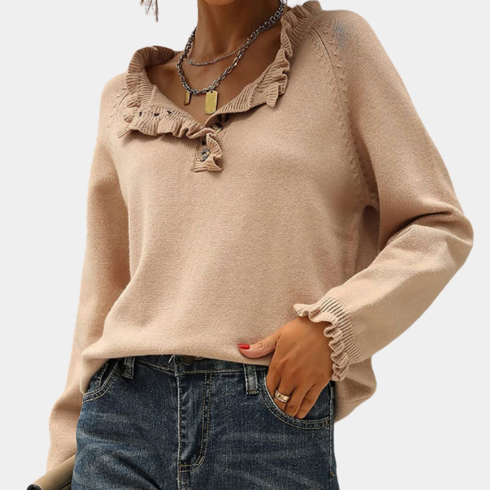 ANN - Pull à Volants Moderne pour Femmes