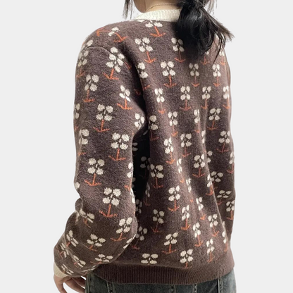 DOROTHY - Cardigan Tricoté à Fleurs Élégant pour Femmes