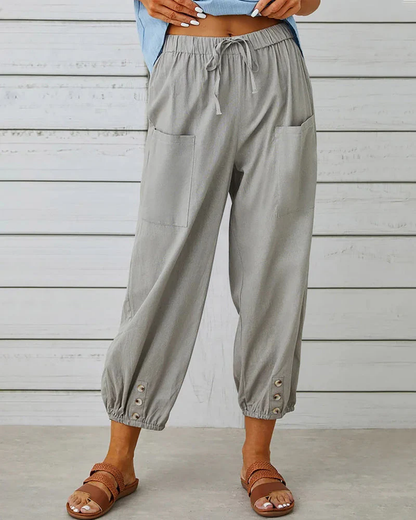 Pantalon femme décontracté marine 5 poches