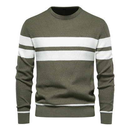 Pull Homme Rayé Col Rond Classique