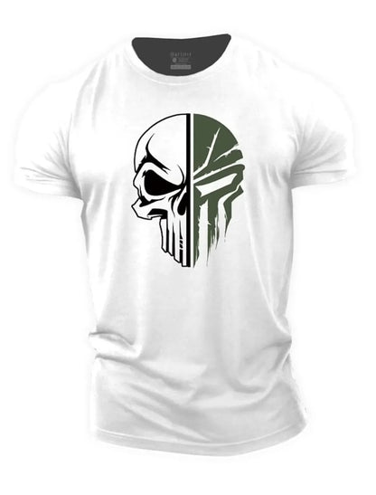 T-Shirt Homme Tête de Mort Style Militaire