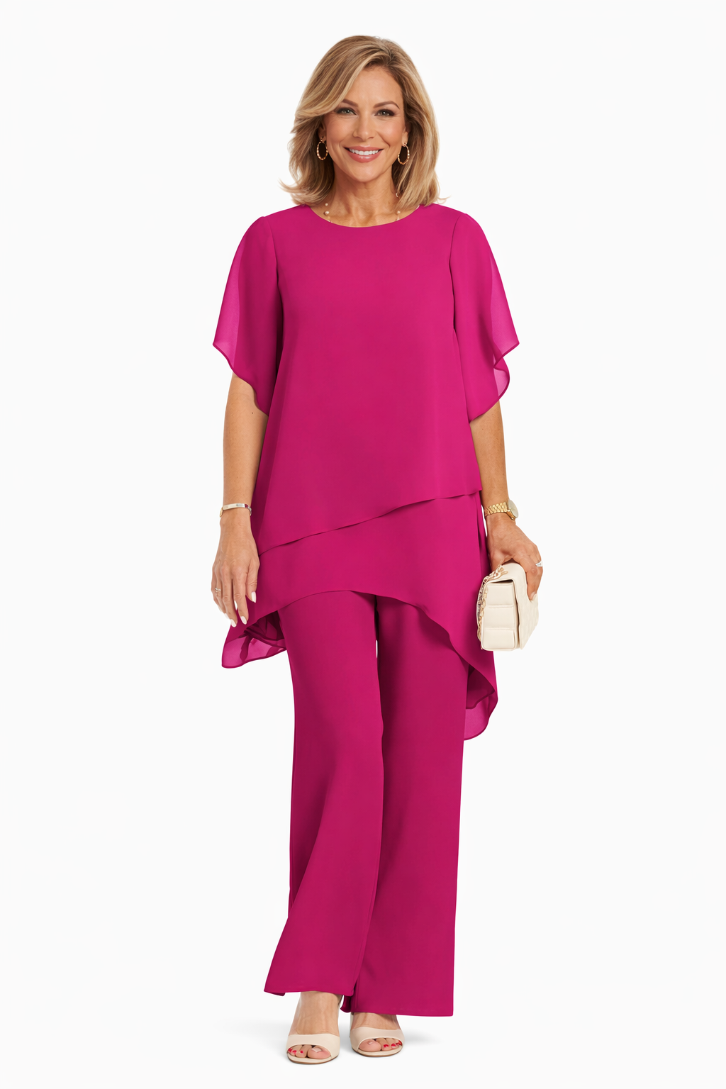 Ensemble Femme Pantalon Large Fluide Coupe Élégante
