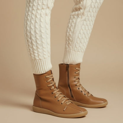 Bottes Femmes Mi-Mollet Élégantes Lacets Zippées - PanierRoyale