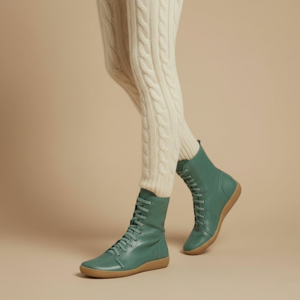 Bottes Femmes Mi-Mollet Élégantes Lacets Zippées