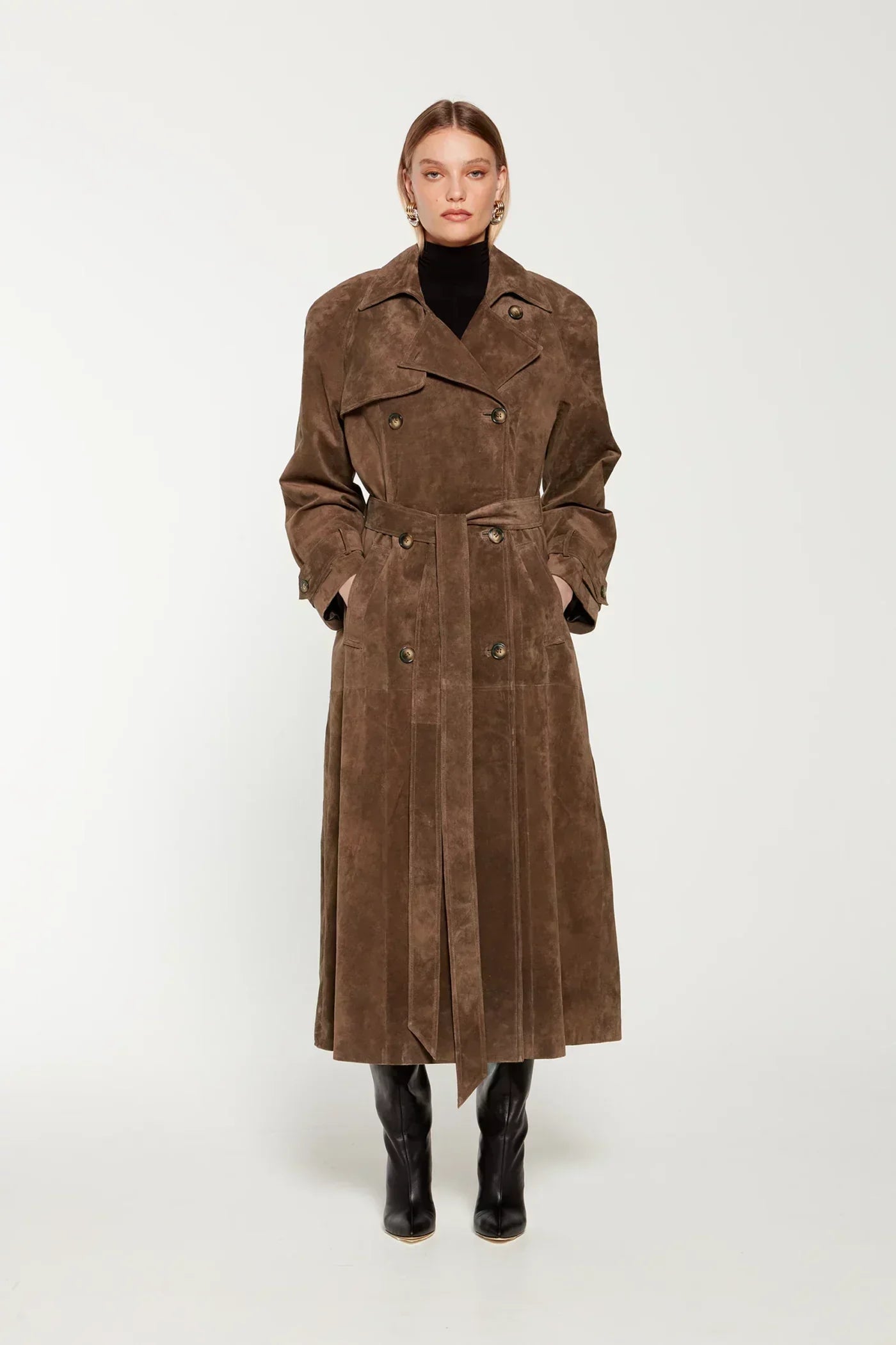 Trenchcoat Cuir Noir Classique - BerlinGlamour