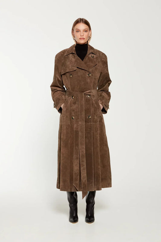 Trenchcoat Cuir Noir Classique - BerlinGlamour