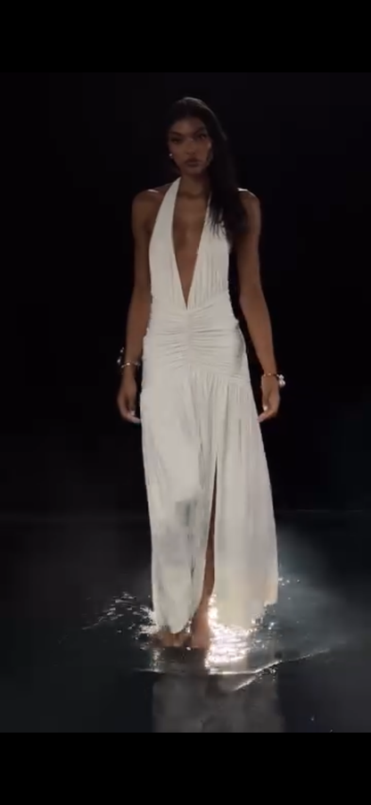 Robe Longue Femme Soirée Dos Nu Décolleté Plongeant Fente