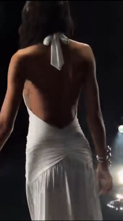 Robe Longue Femme Soirée Dos Nu Décolleté Plongeant Fente