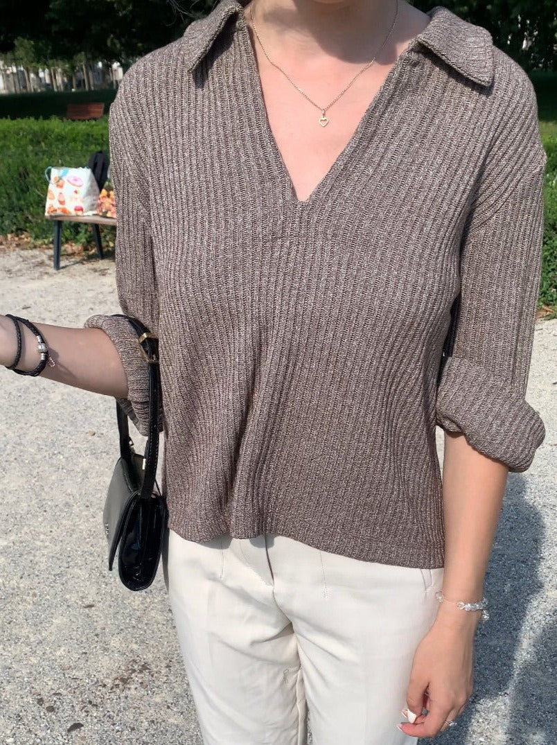 Pull en maille à col montant