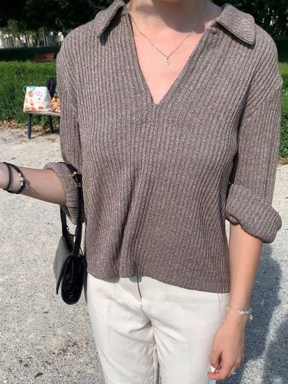 Pull en maille à col montant
