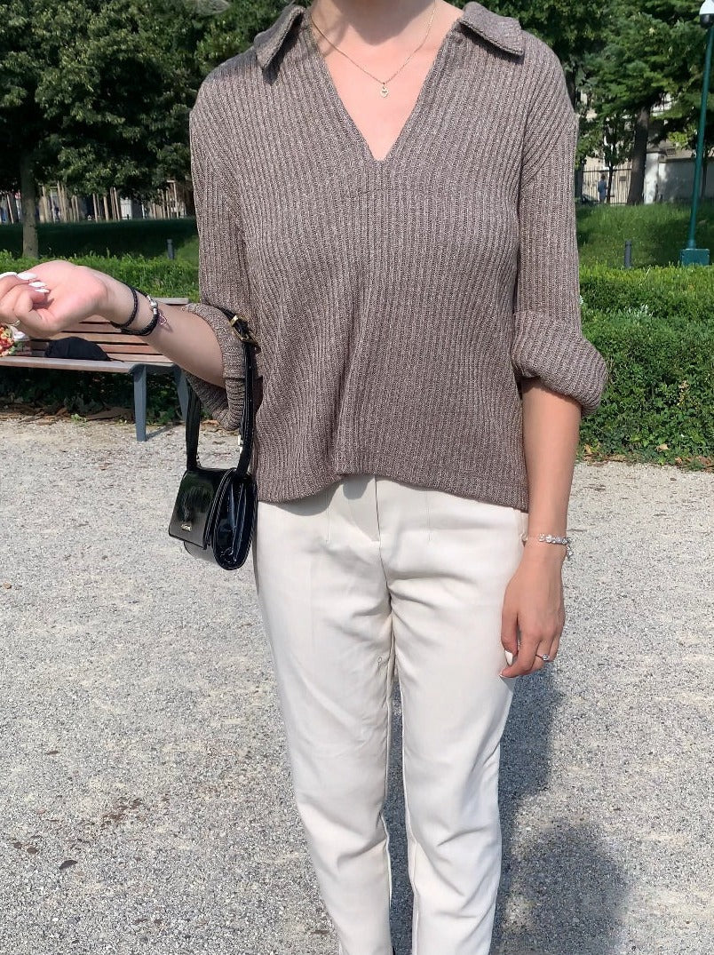 Pull en maille à col montant