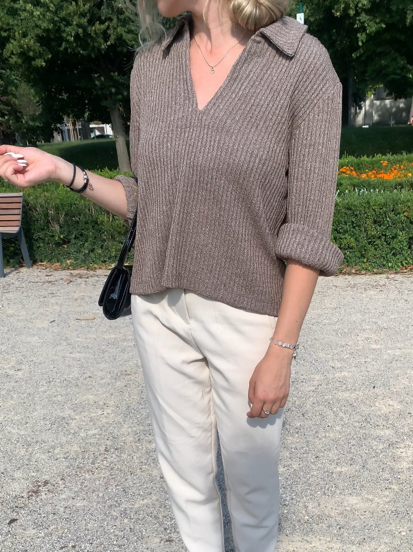 Pull en maille à col montant