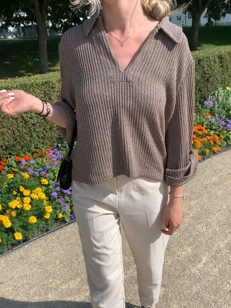 Pull en maille à col montant