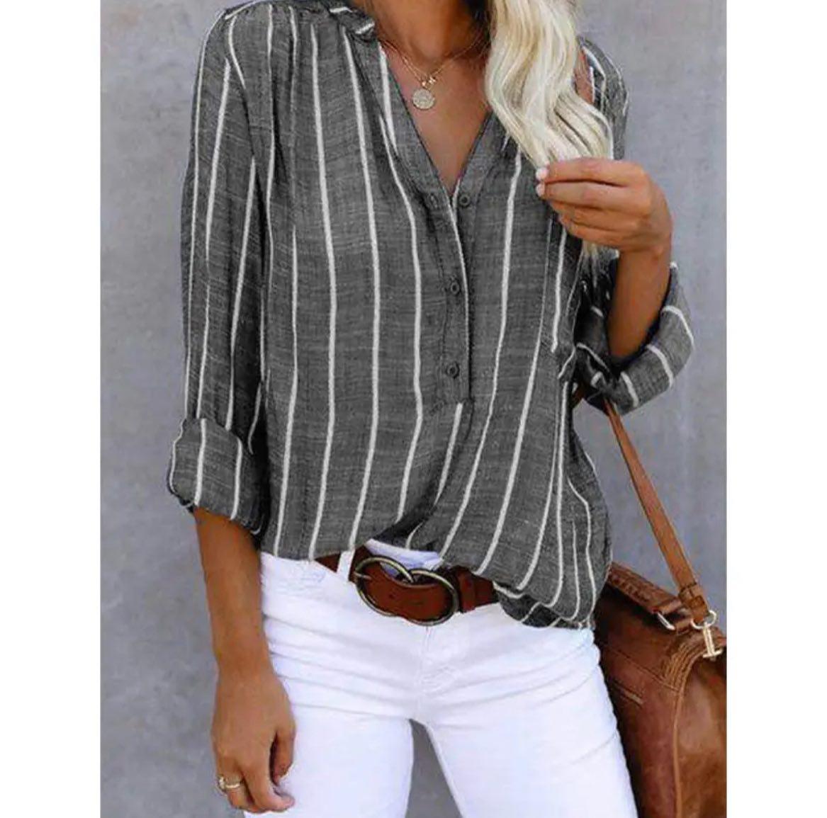 Blouse femme rayée décontractée pour été