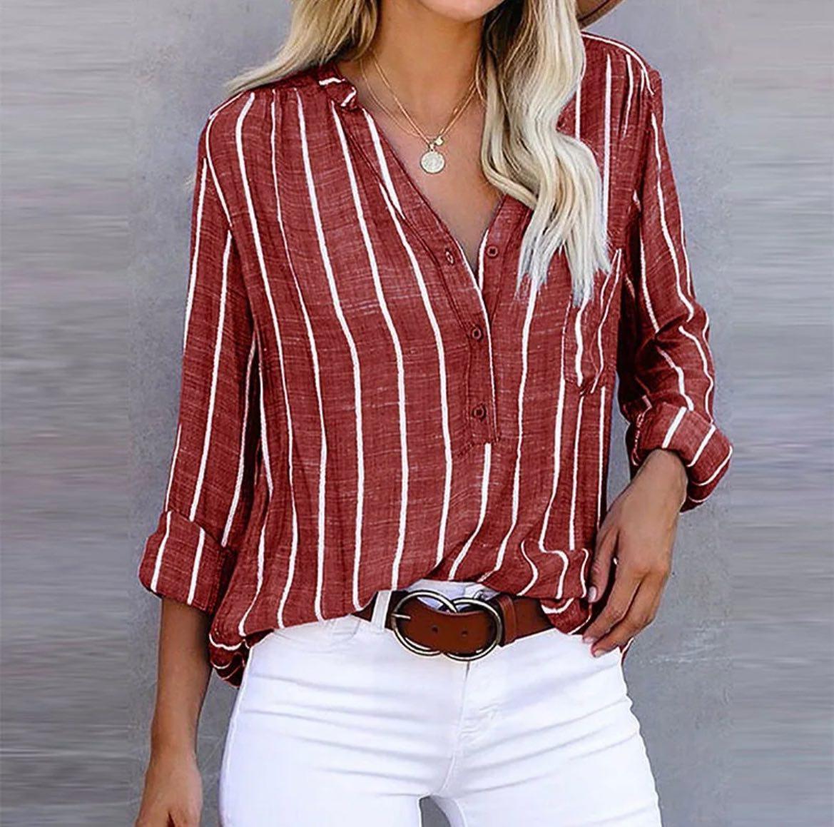 Blouse femme rayée décontractée pour été