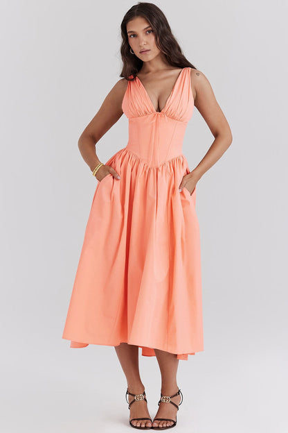 Robe Été Florale Femme - Robe Décontractée avec Poches