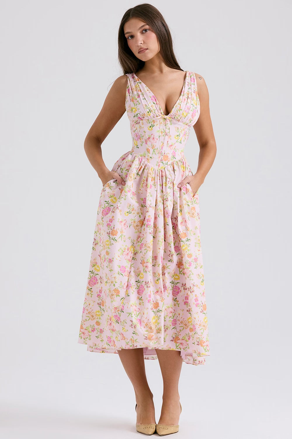 Robe Été Florale Femme - Robe Décontractée avec Poches