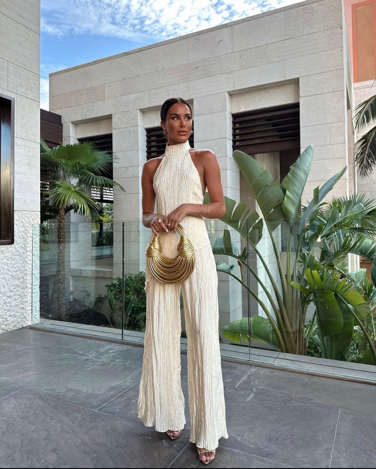 Maillot de Bain Femme Élégant avec Haut et Pantalon Large