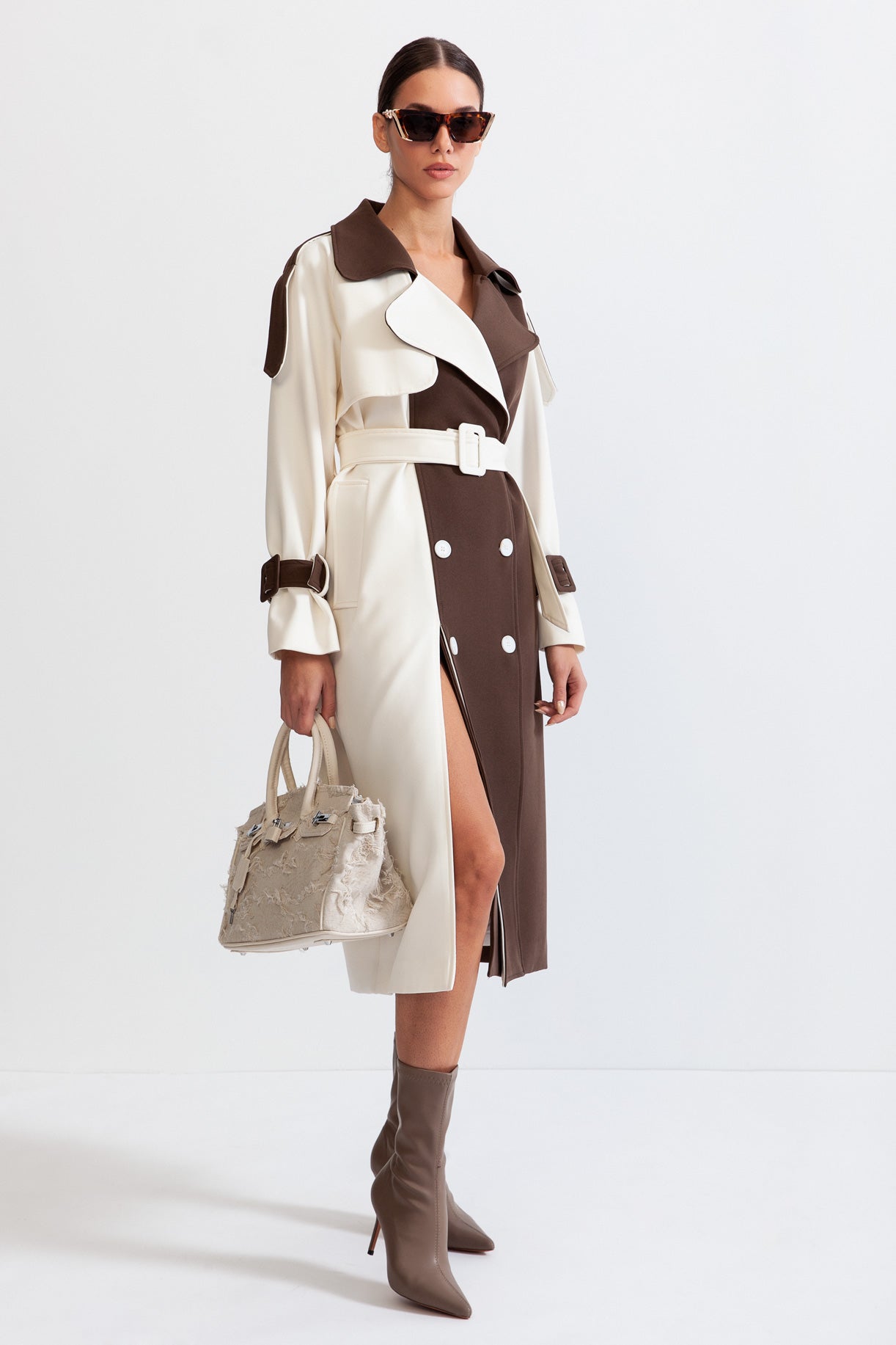 Manteau Femme Long Élégant 2 Couleurs avec Ceinture - PanierRoyale