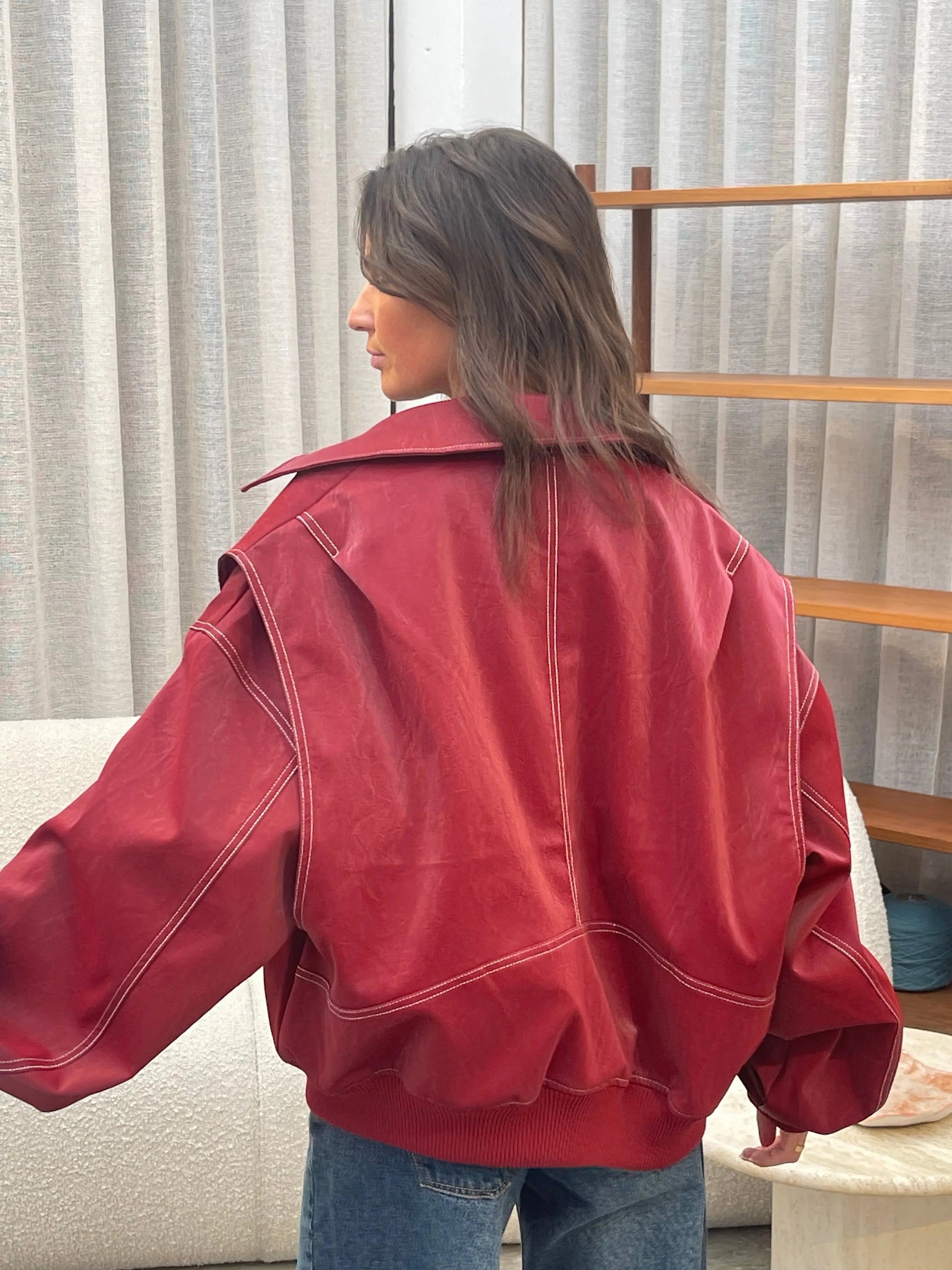 Jade | Übergroße Kontrastnaht Jacke Zendoo.de