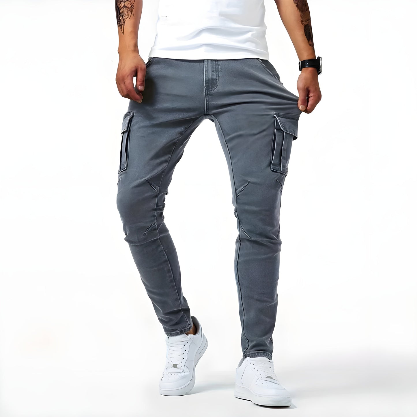 Pantalon Cargo Homme Slim avec Multipoches