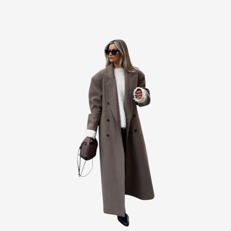 Manteau Long Col Montant Élégant Femme - PanierRoyale