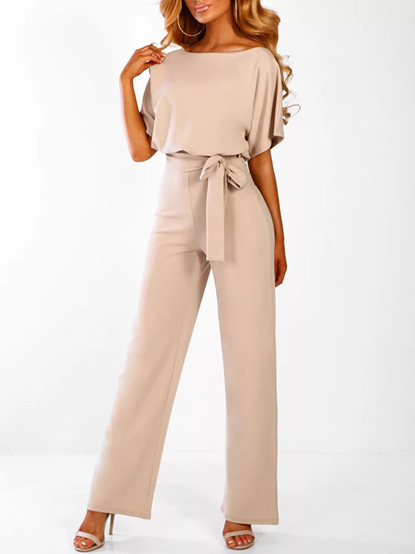 Robe Longue Élégante à Manches Courtes avec Ceinture Tailleur