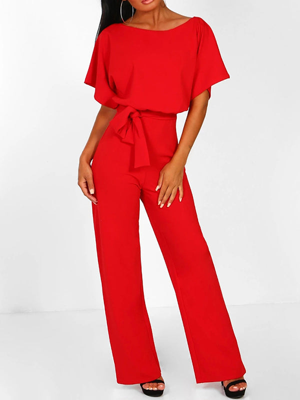 Robe Longue Élégante à Manches Courtes avec Ceinture Tailleur