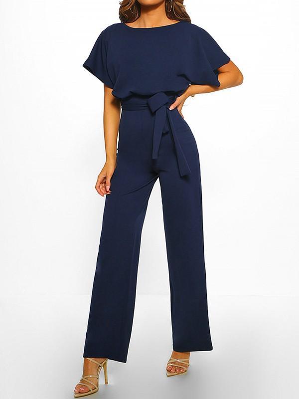 Robe Longue Élégante à Manches Courtes avec Ceinture Tailleur