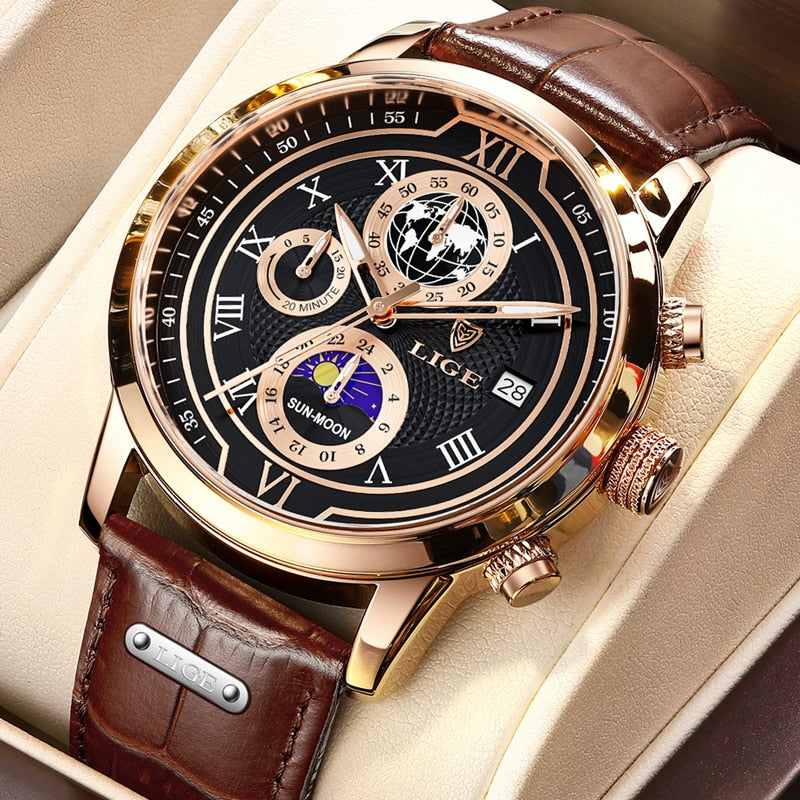Montre Chronographe Cuir Homme Élégante