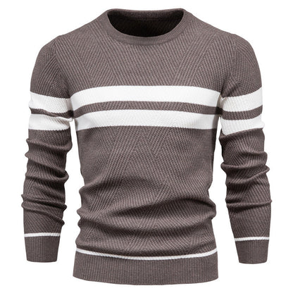 Pull Homme Rayé Col Rond Classique
