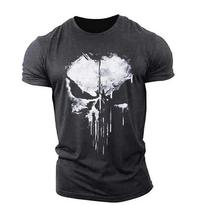 T-Shirt Noir Tête de Mort Homme Décontracté
